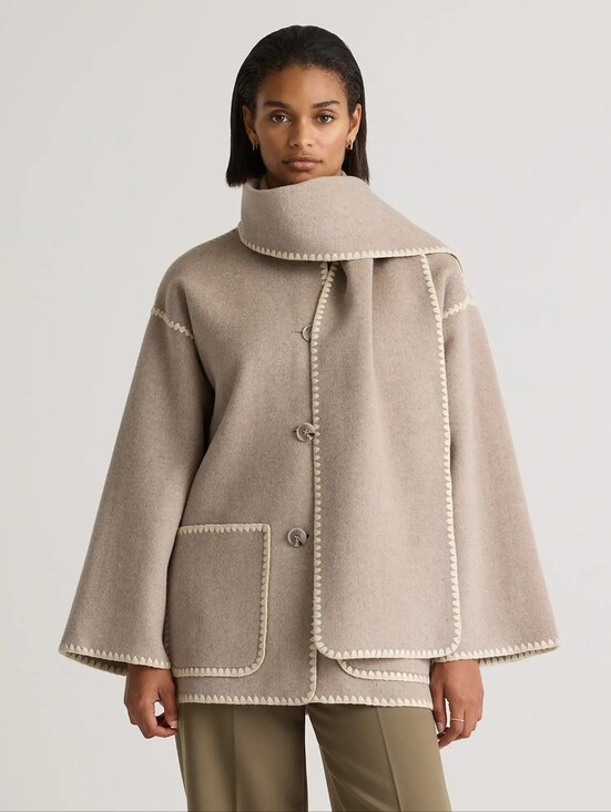 Quince Jackets & Blazers - NWT Quince | Double-Faced Merino Wool Scarf Coat Oat Women Medium Elegant Chic